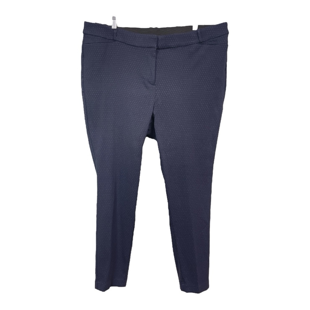Lane Bryant NEW Size 20 Slim Leg Dress Pants Navy Blue Polka Dots Stretchy